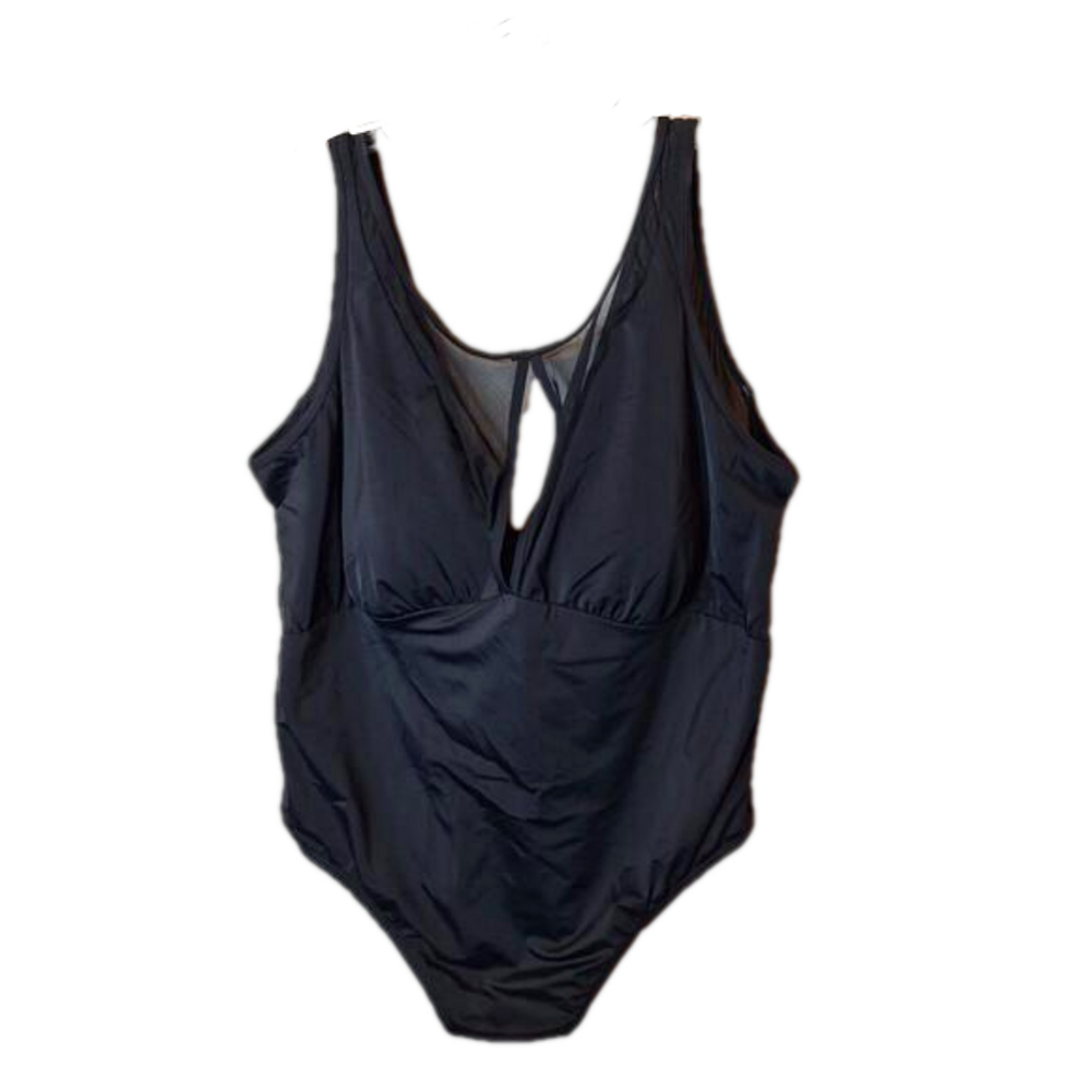 Time And Tru Womens Swimsuit 1 Piece‎ Plus Size 3X 24W 26W Black Full Seat New